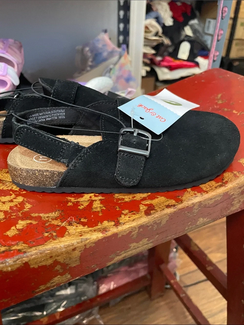 Cat & Jack Black Girls' Buckle Mary Jane Flats